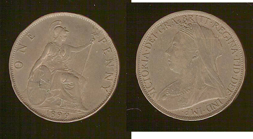 English penny 1899 AU+